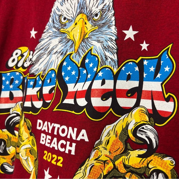 Bike week Daytona beach 2022 eagle red tshirt graphic decal rider motorcycle - Picture 5 of 8